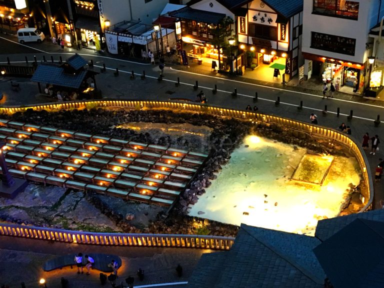 Night view of Kusatsu, Hot springs, Yubatake, Yuji Ikeda Photo, 草津, 湯畑